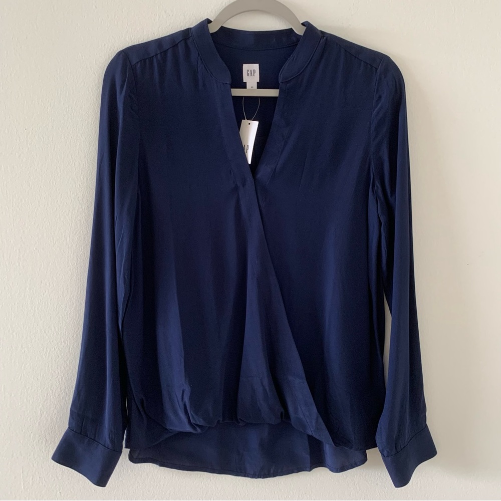 GAP Faux Wrap Long Sleeve Blouse